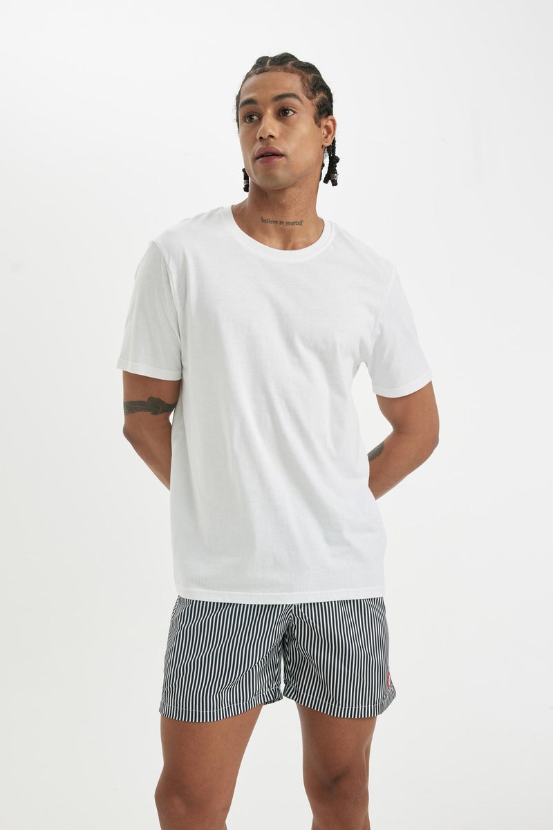 DeFacto Blue Man Striped Mesh Lined Short Swim Shorts Casual - Image 3